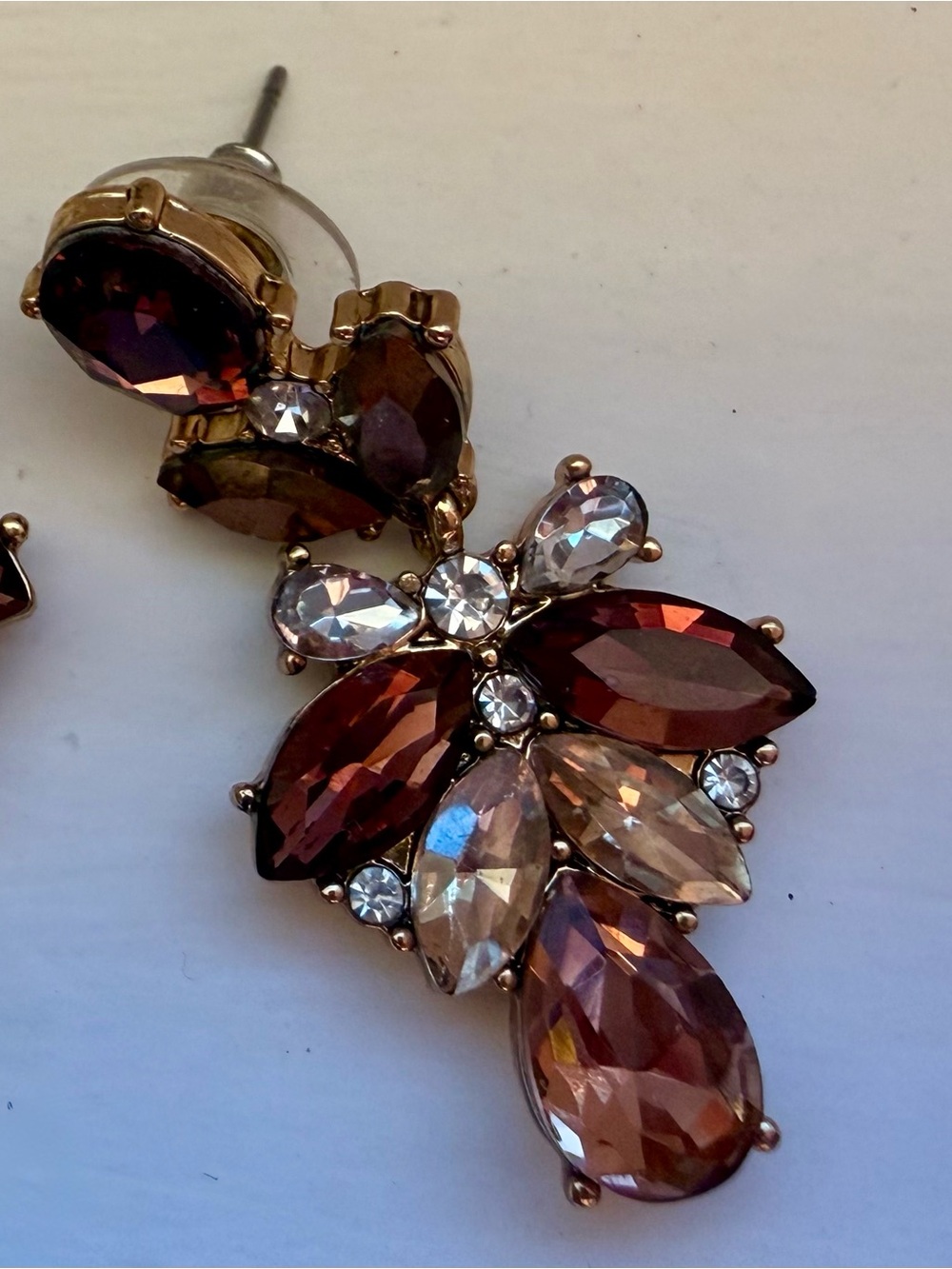 Olive & Piper Crystal Floral Drop Earrings - Pink, Purple & Burgundy - Picture 3 of 4